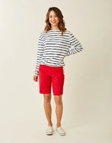 Lorena Top: Navy Tie Dye Stripe - FINAL SALE