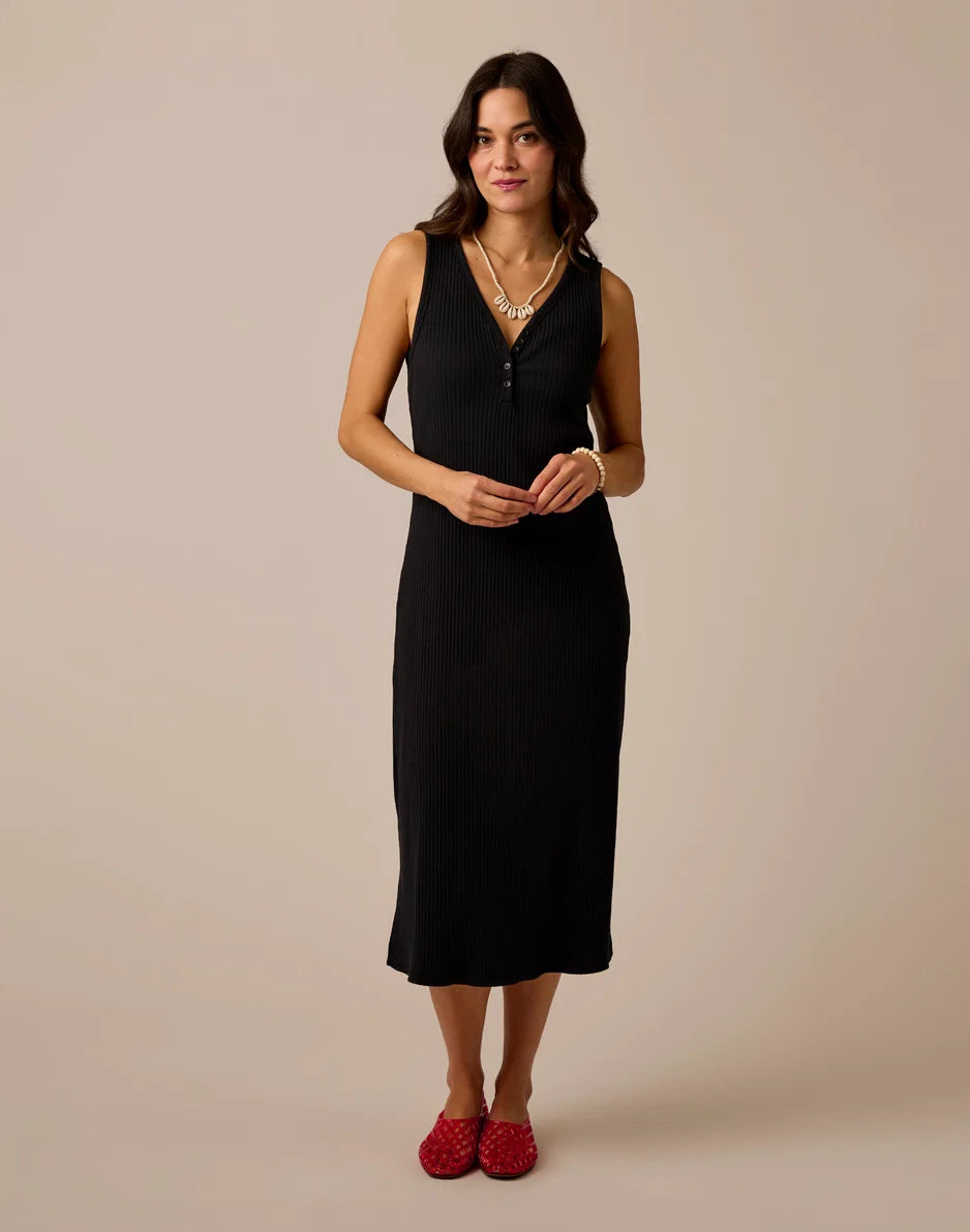 Elodie Rib Dress: Black