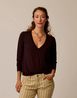 Juliet V-Neck Sweater: Dark Plum