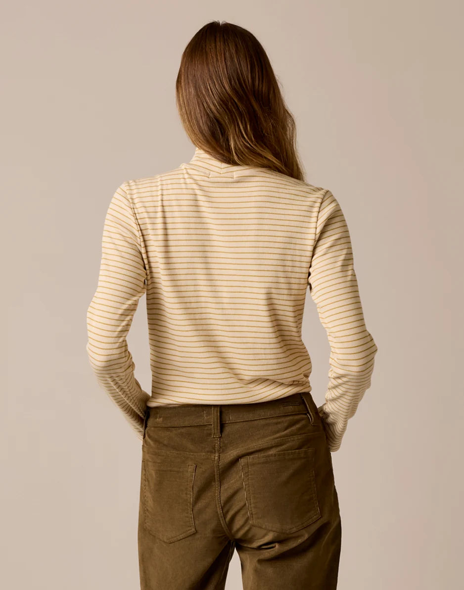Denise Rib Turtleneck: Birch Stripe